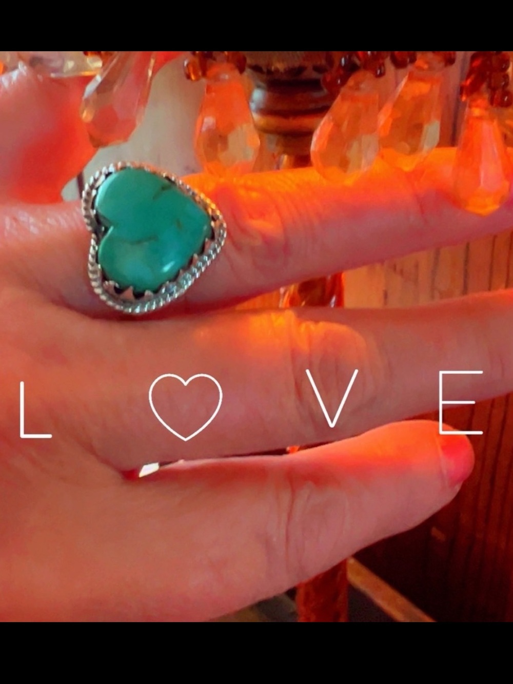 Turquoise Heart Shaped Ring Sterling Silver Stamped